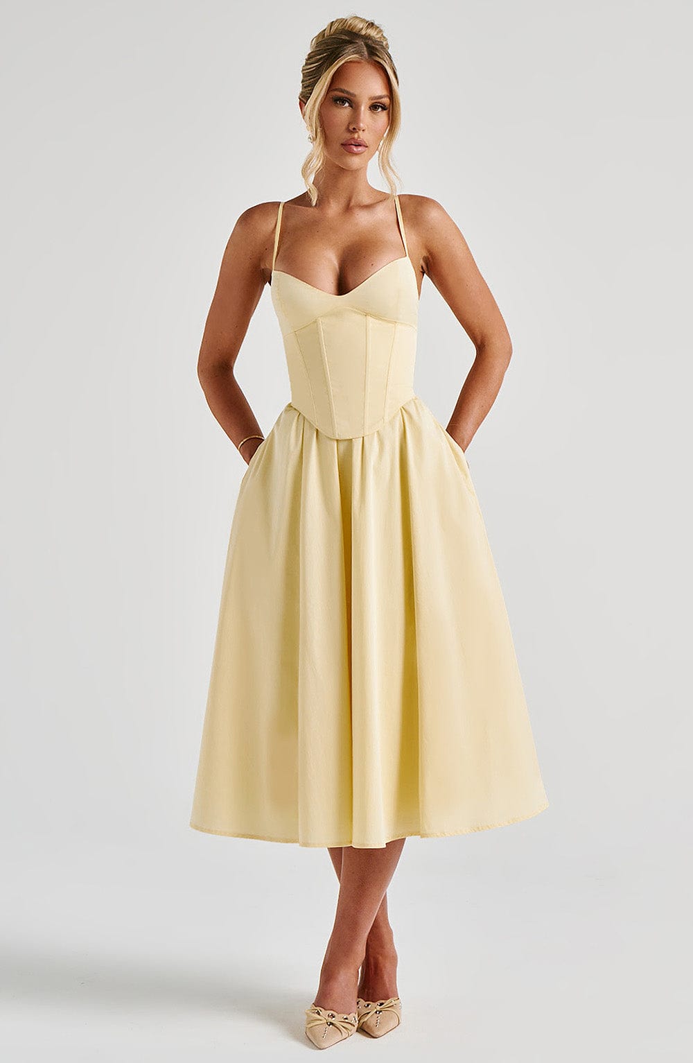 Flourenne Mariella Midi Dress in Lemon