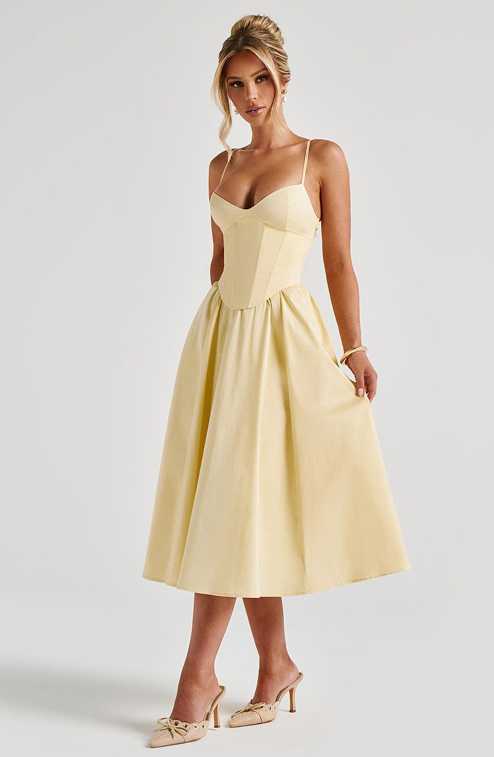Flourenne Mariella Midi Dress in Lemon