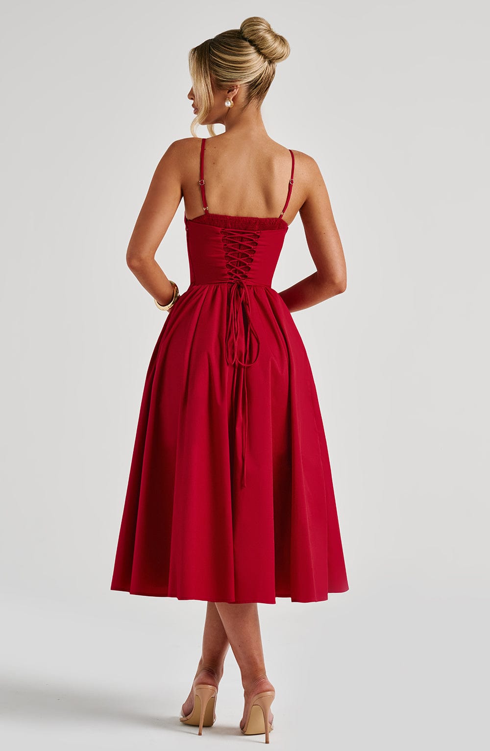 Flourenne Mariella Midi Dress in Red