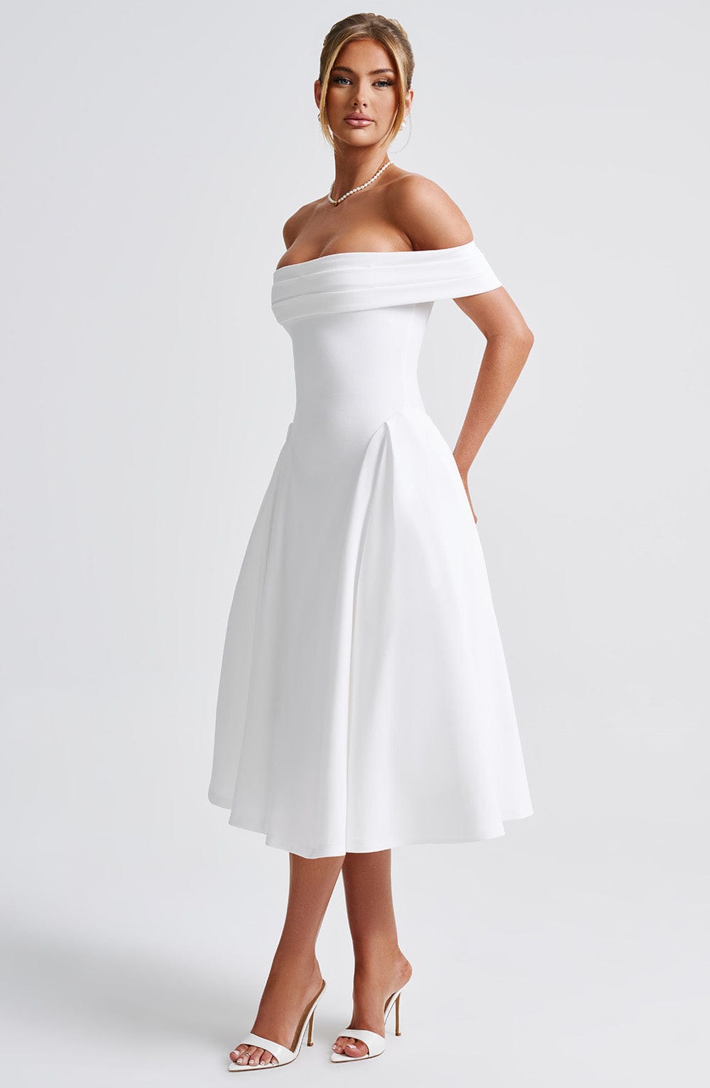 Flourenne Marinda Midi Dress in Ivory