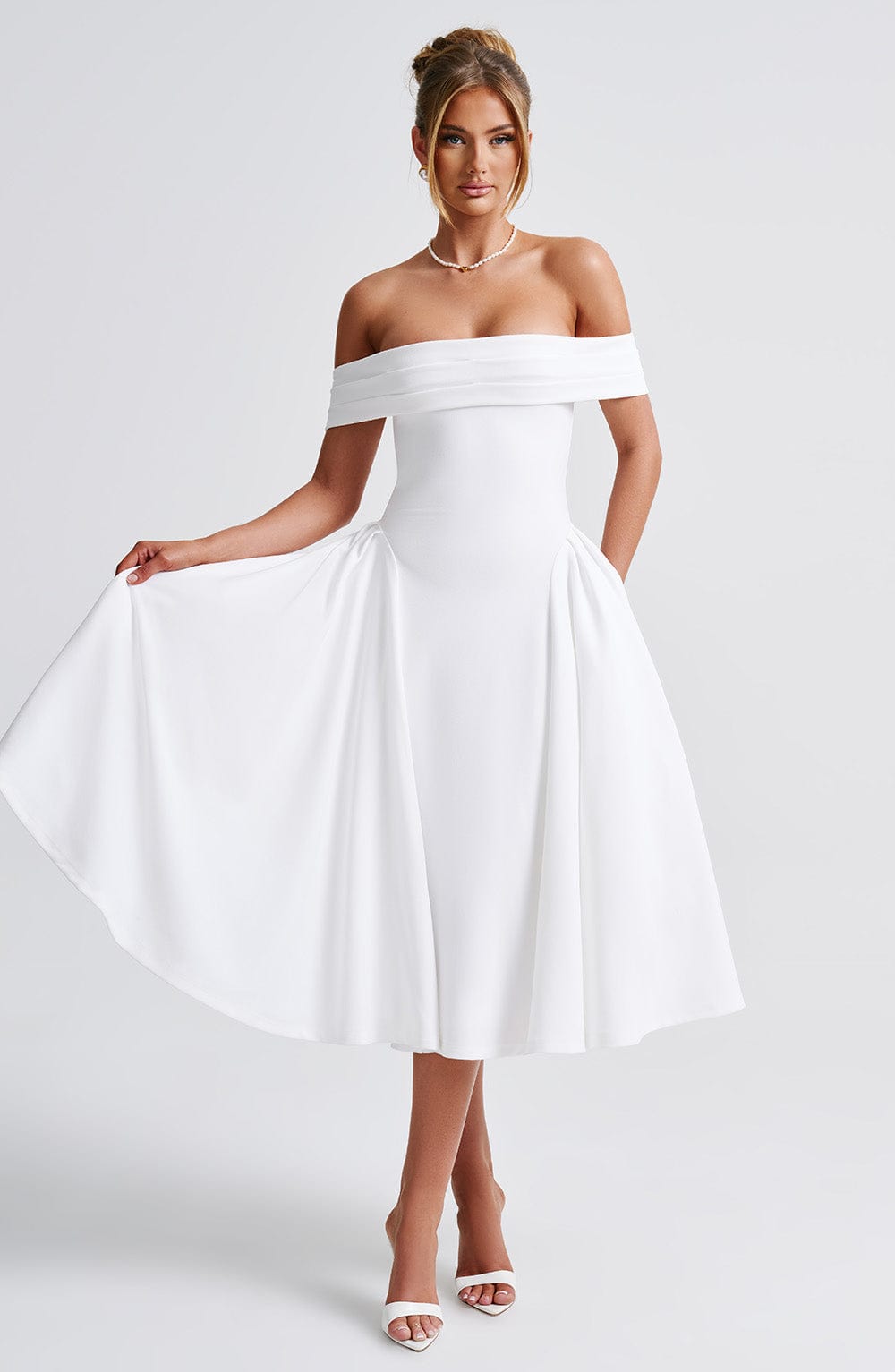 Flourenne Marinda Midi Dress in Ivory