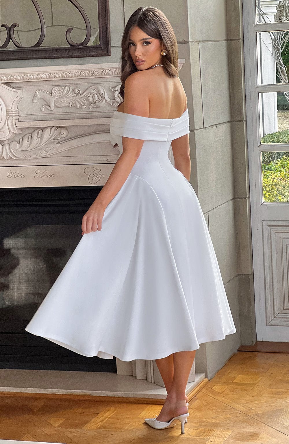 Flourenne Marinda Midi Dress in Ivory