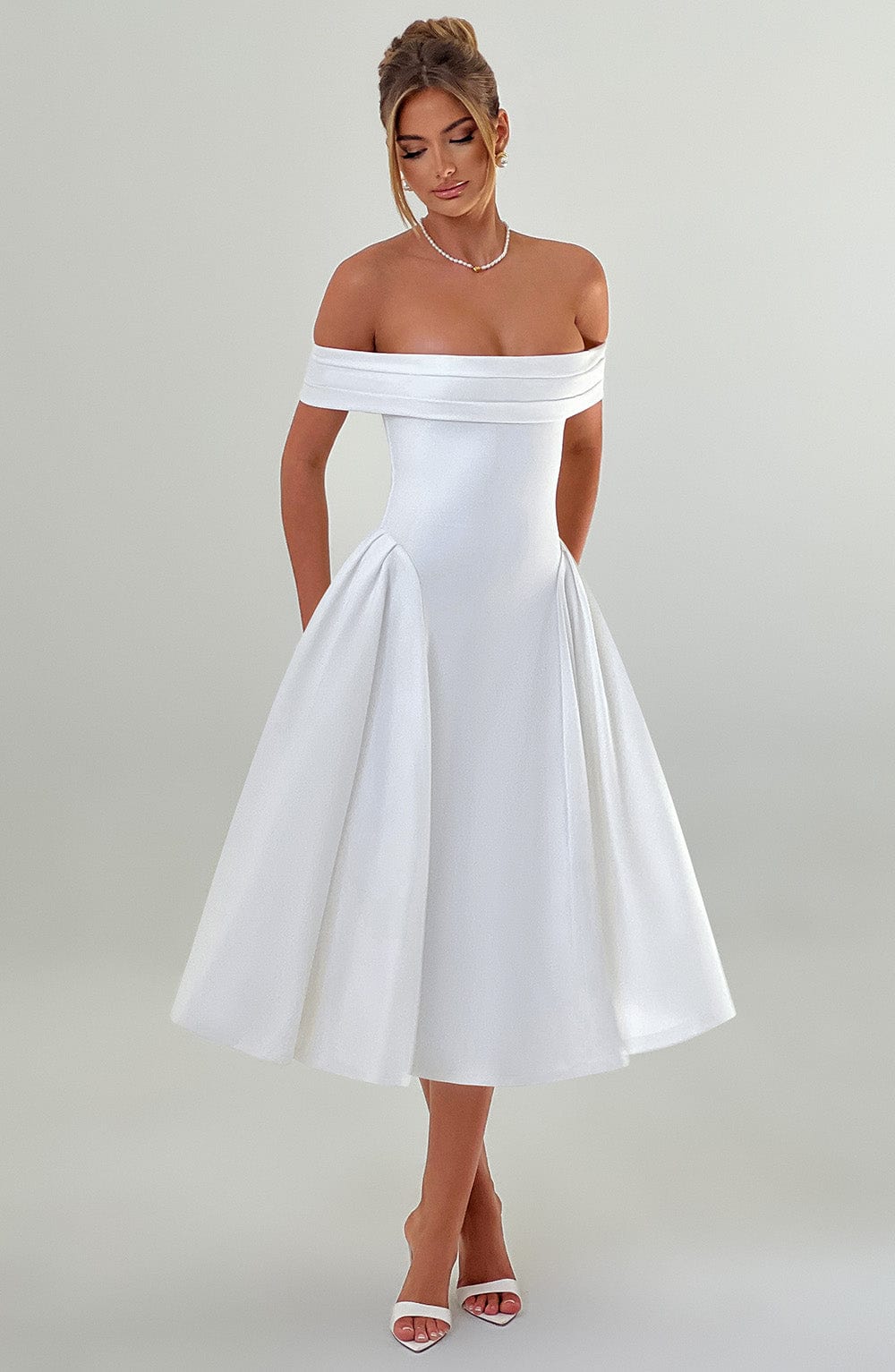 Flourenne Marinda Midi Dress in Ivory