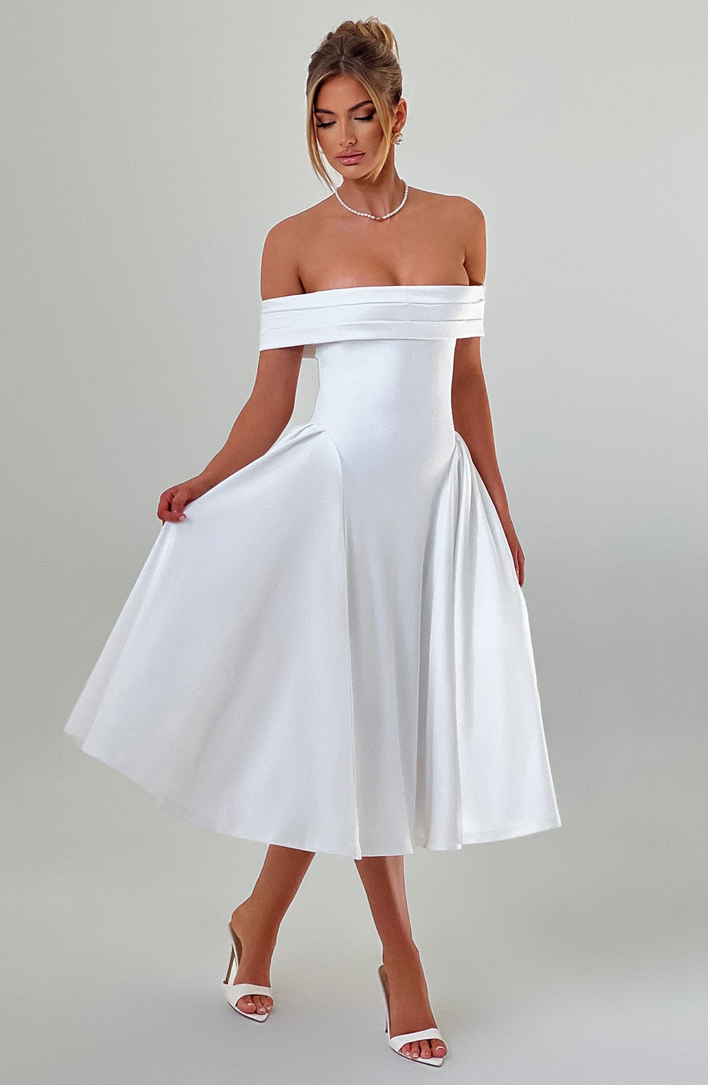 Flourenne Marinda Midi Dress in Ivory