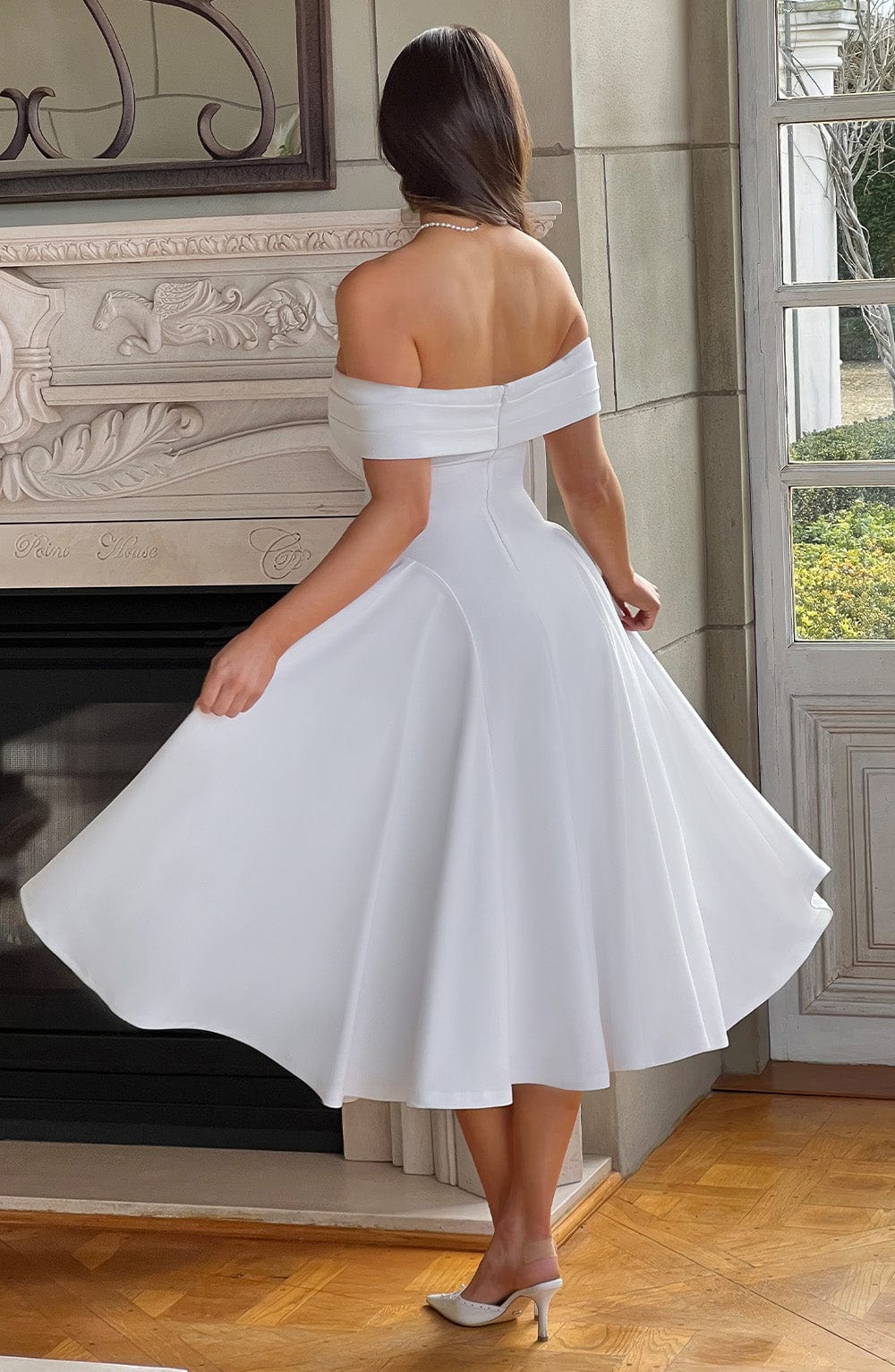 Flourenne Marinda Midi Dress in Ivory