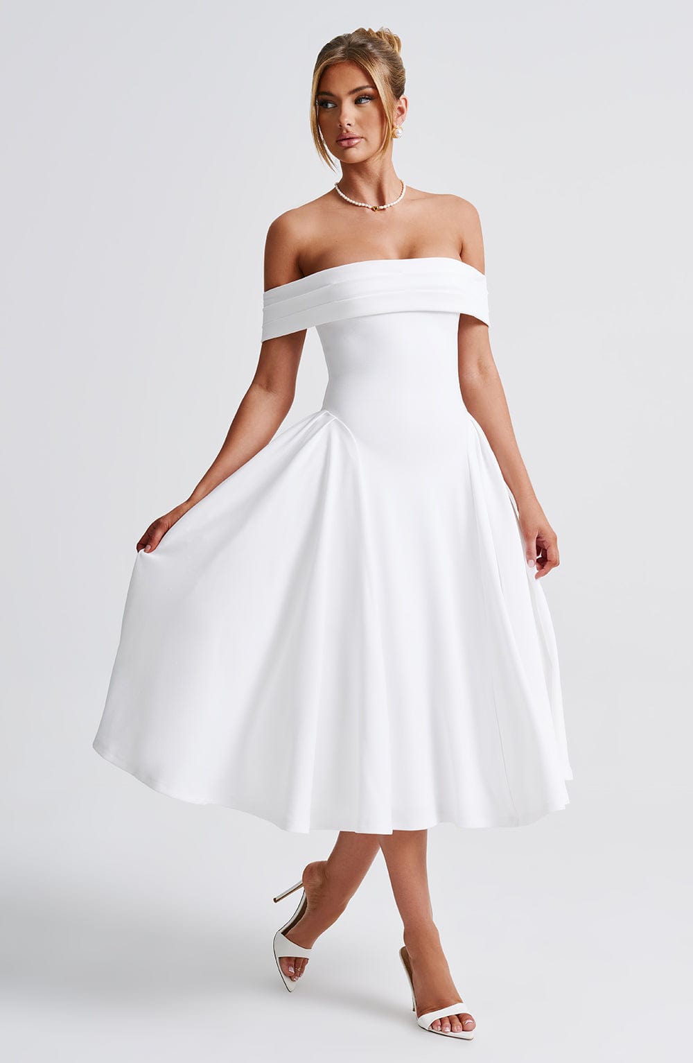 Flourenne Marinda Midi Dress in Ivory