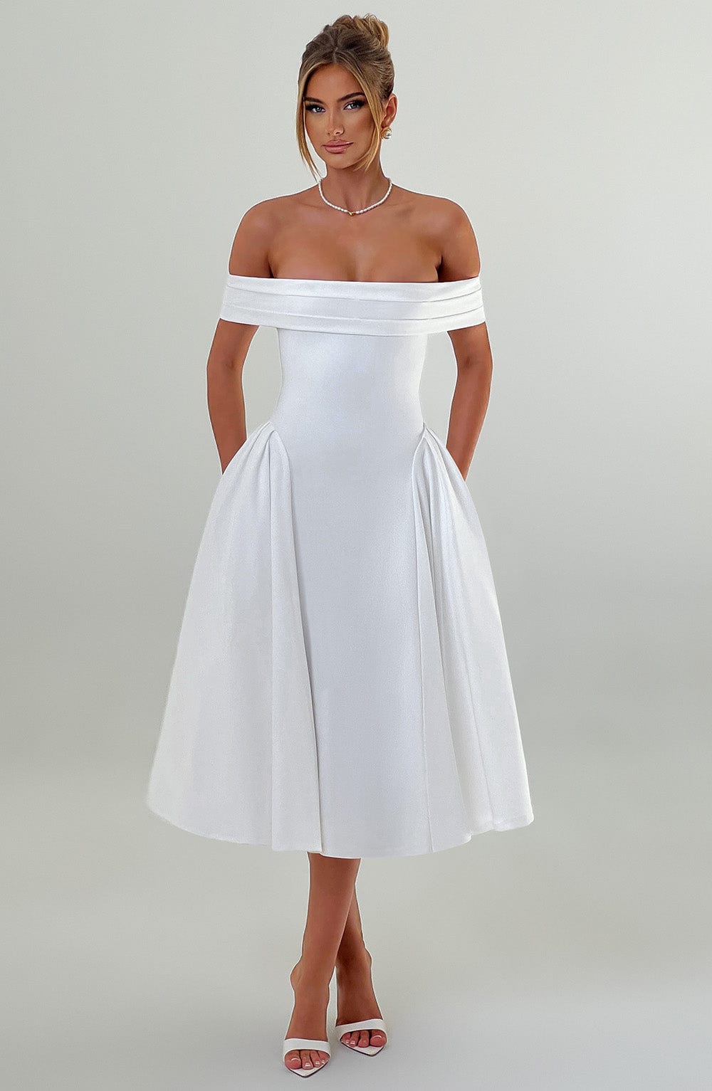 Flourenne Marinda Midi Dress in Ivory