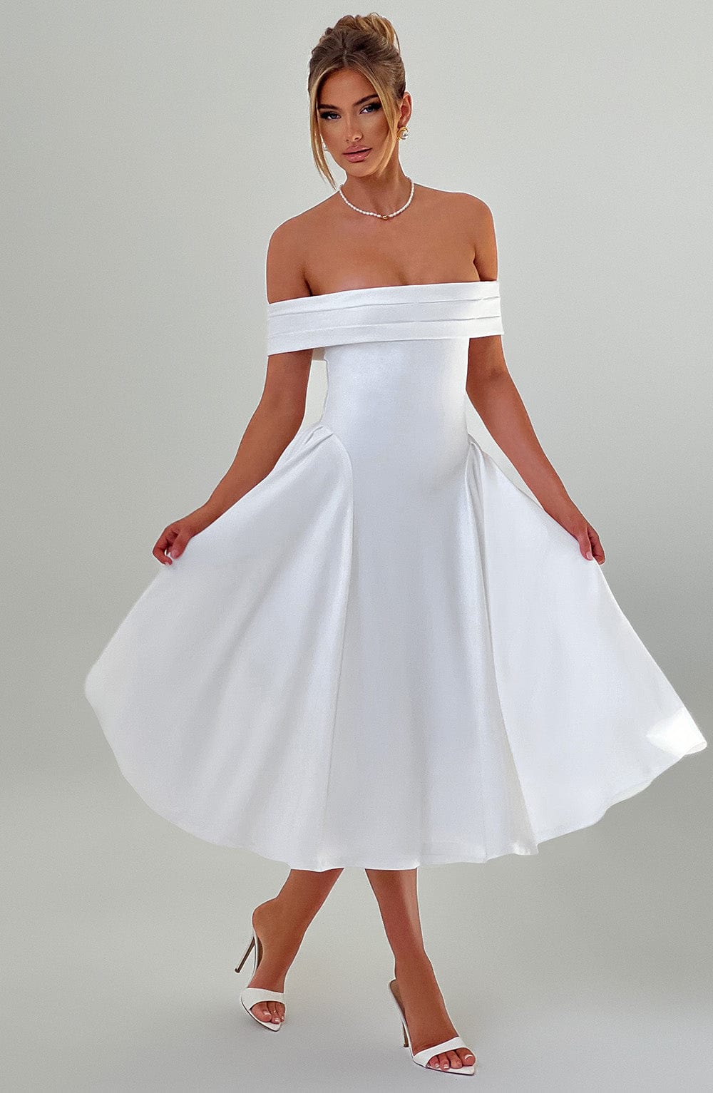 Flourenne Marinda Midi Dress in Ivory