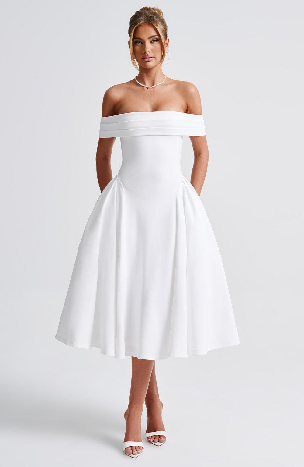Flourenne Marinda Midi Dress in Ivory
