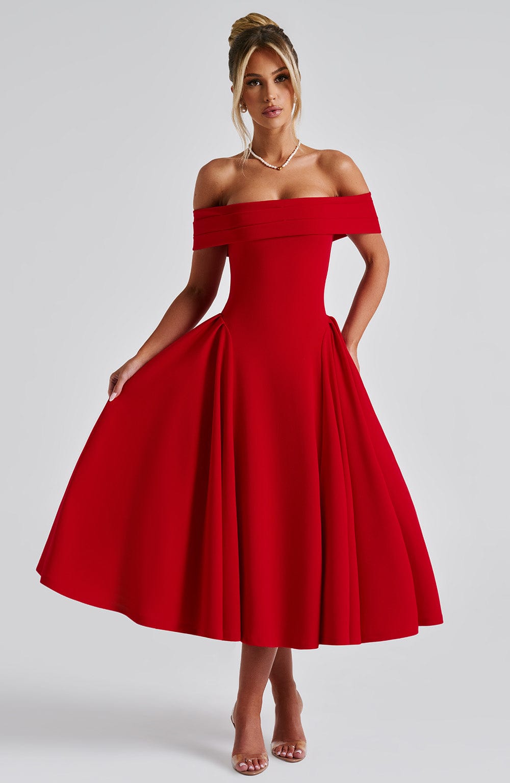 Flourenne Marinda Midi Dress in Red