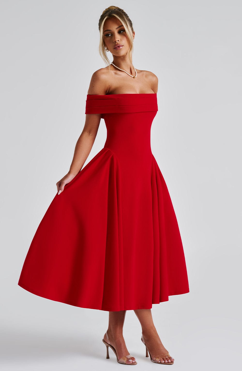 Flourenne Marinda Midi Dress in Red
