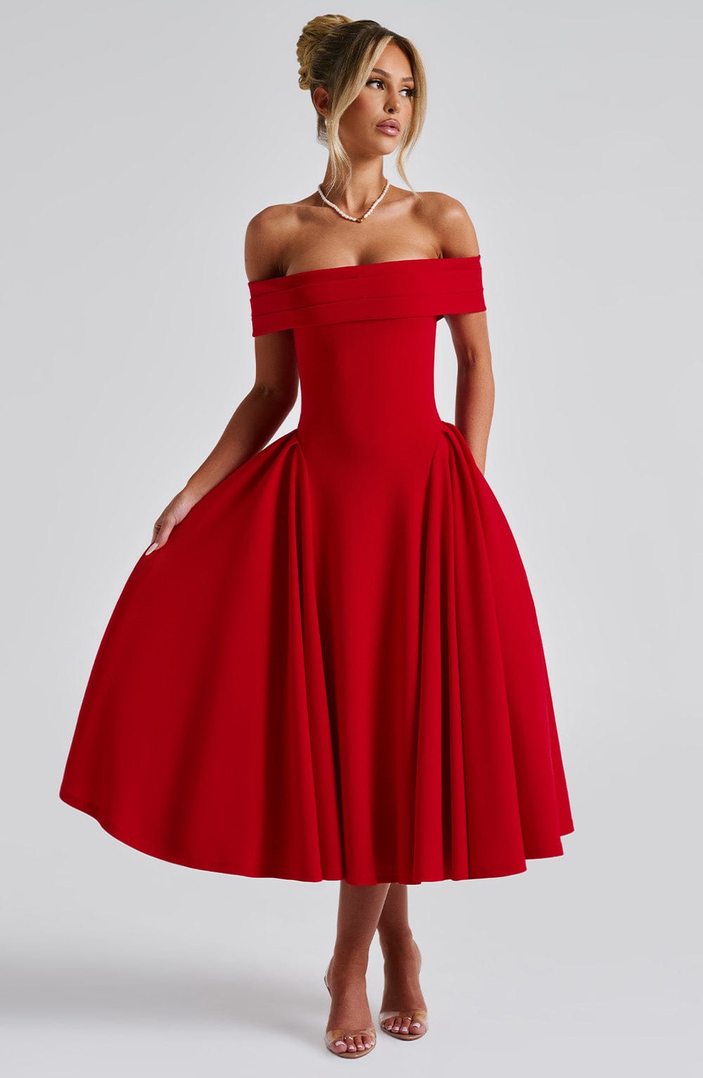 Flourenne Marinda Midi Dress in Red