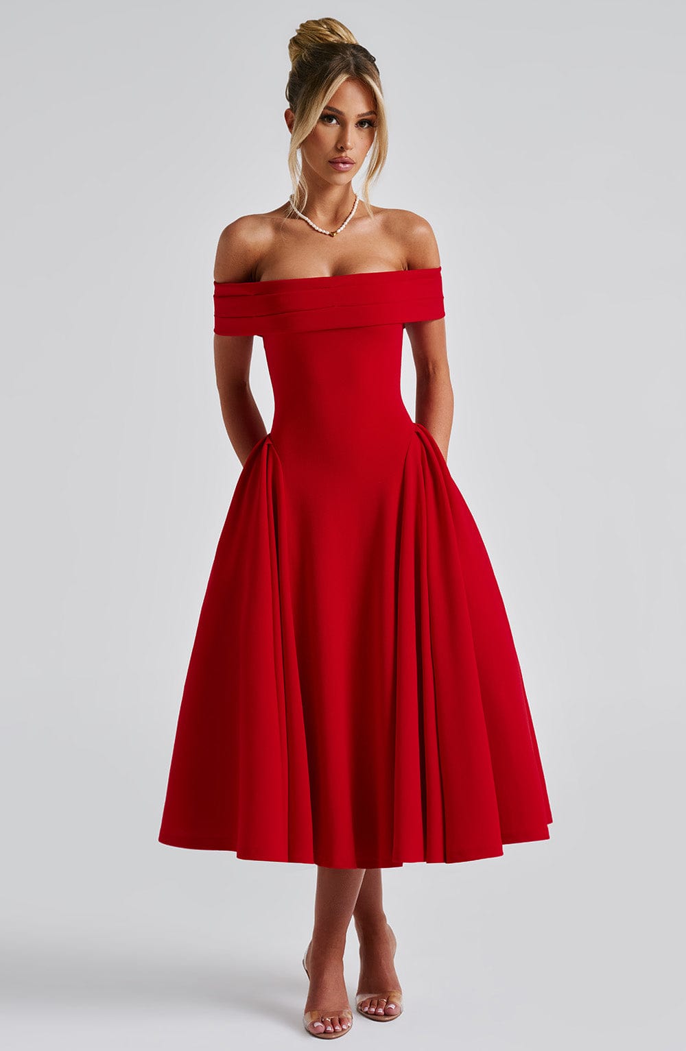 Flourenne Marinda Midi Dress in Red