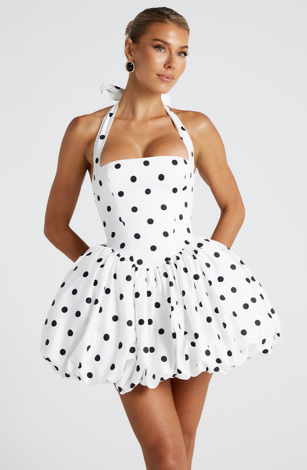 Flourenne Marisia Mini Dress in Black Polka Dot