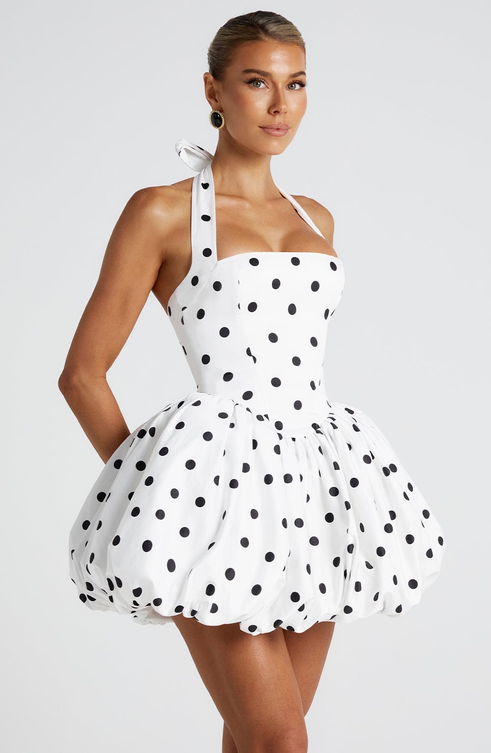 Flourenne Marisia Mini Dress in Black Polka Dot
