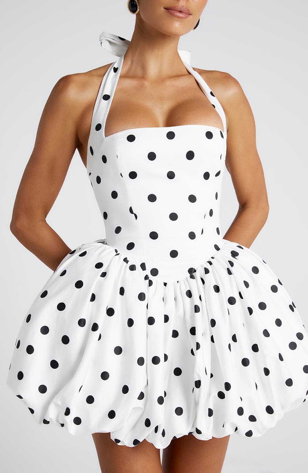 Flourenne Marisia Mini Dress in Black Polka Dot