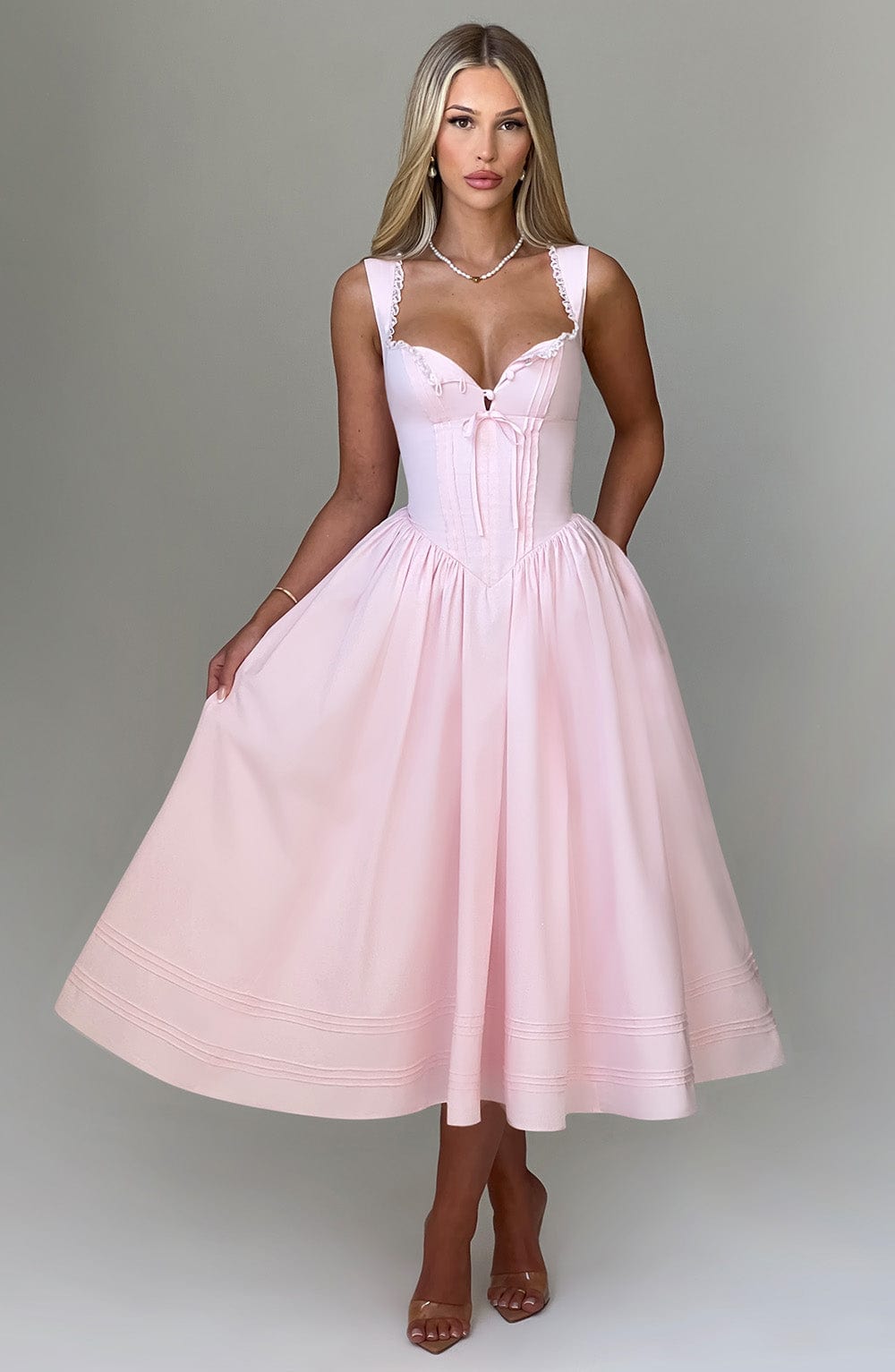 Flourenne Marlene Midi Dress in Blush