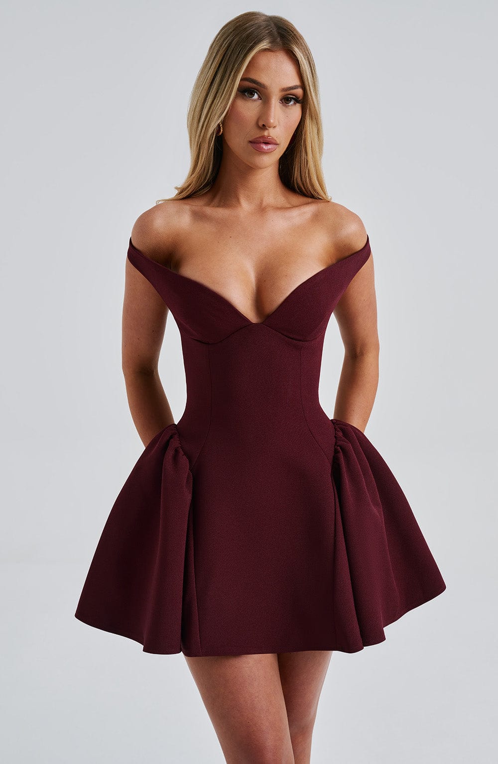 Flourenne Marlie Mini Dress in Cherry Lacquer