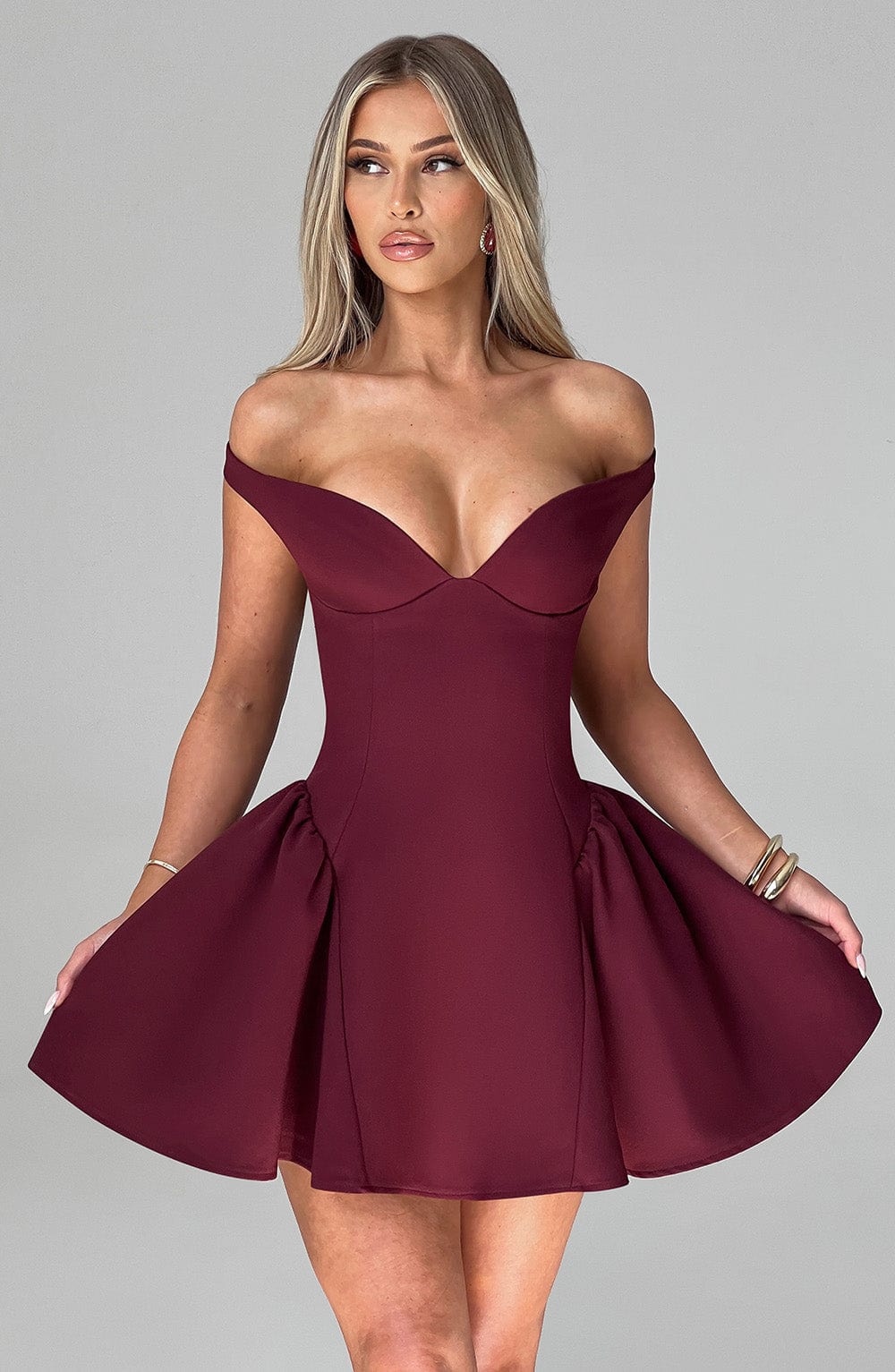 Flourenne Marlie Mini Dress in Cherry Lacquer
