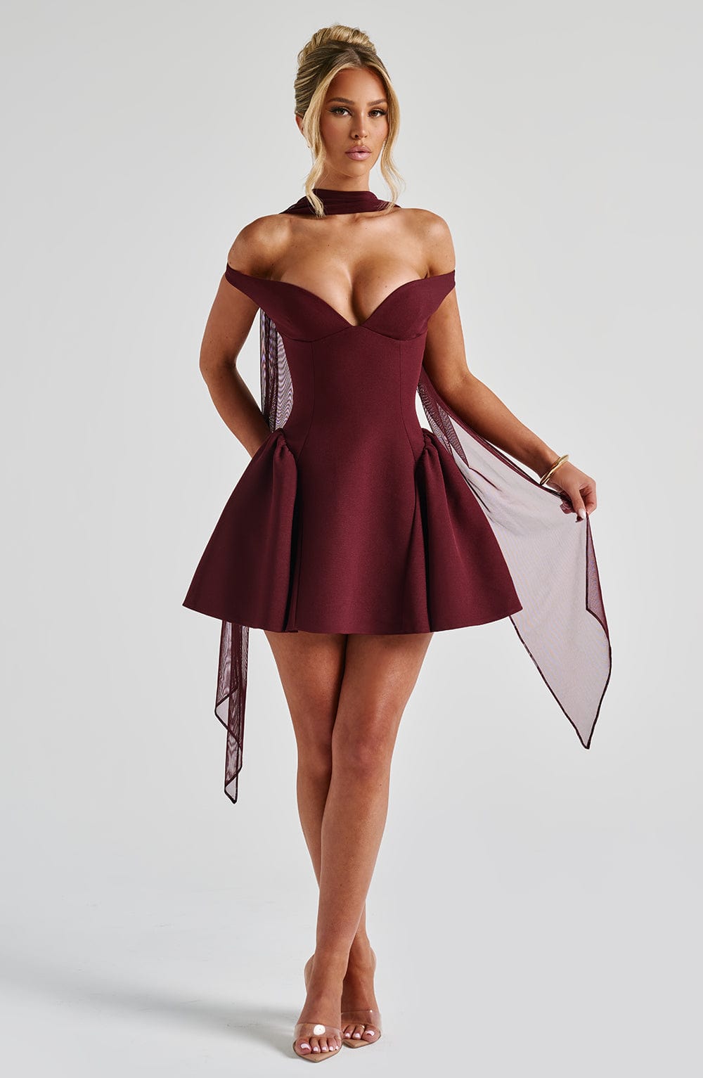 Flourenne Marlie Mini Dress in Cherry Lacquer
