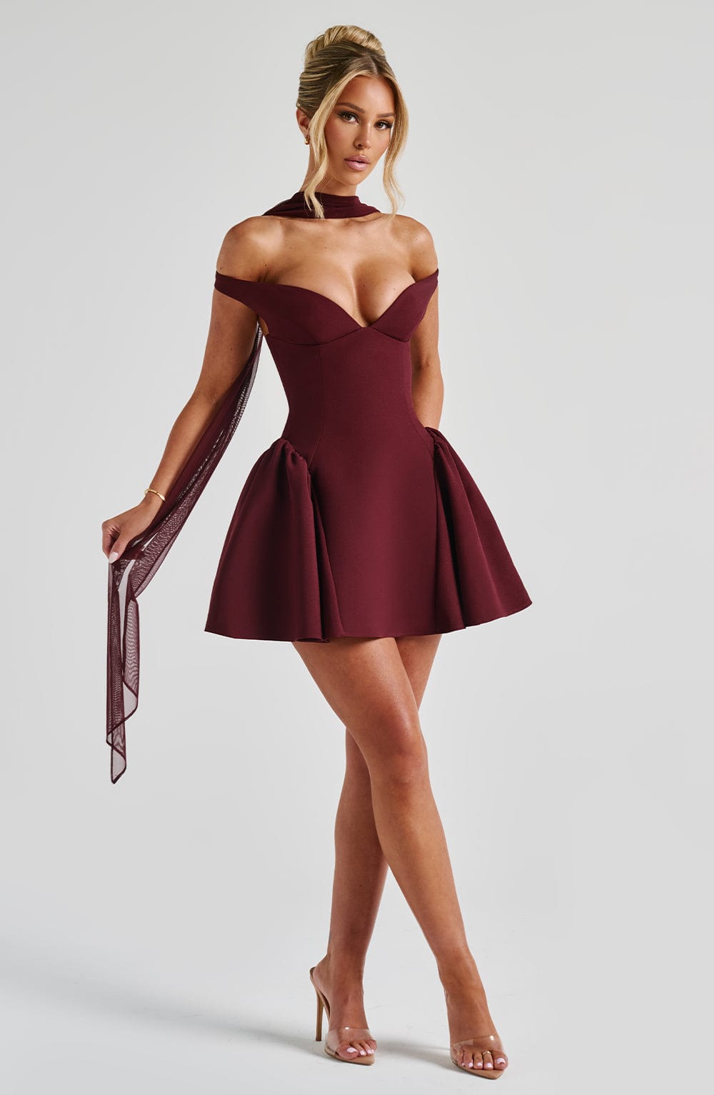 Flourenne Marlie Mini Dress in Cherry Lacquer