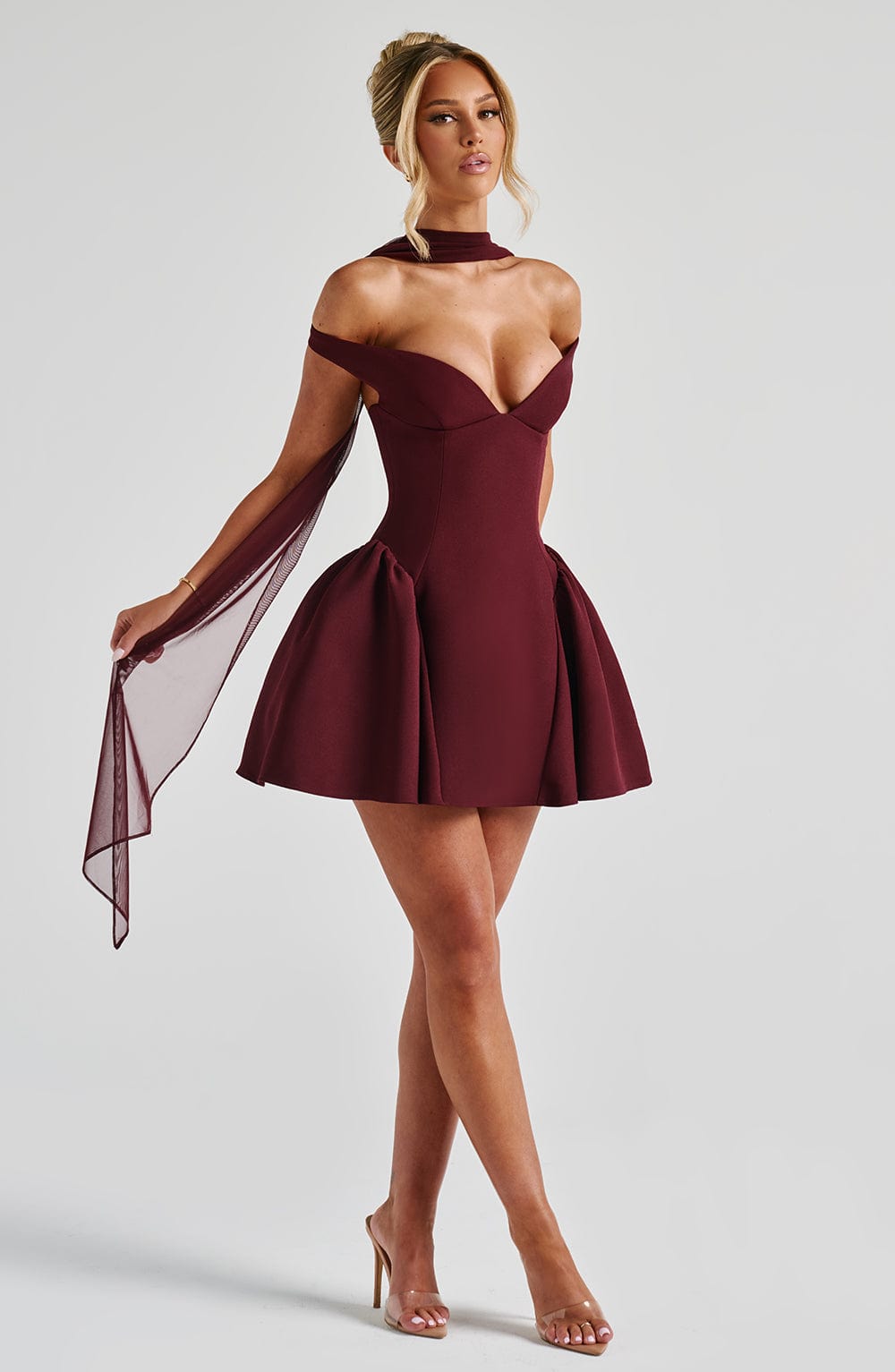 Flourenne Marlie Mini Dress in Cherry Lacquer
