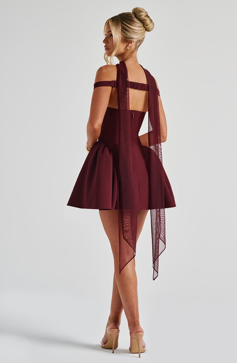Flourenne Marlie Mini Dress in Cherry Lacquer