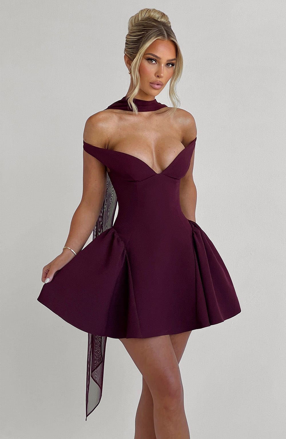Flourenne Marlie Mini Dress in Cherry Lacquer