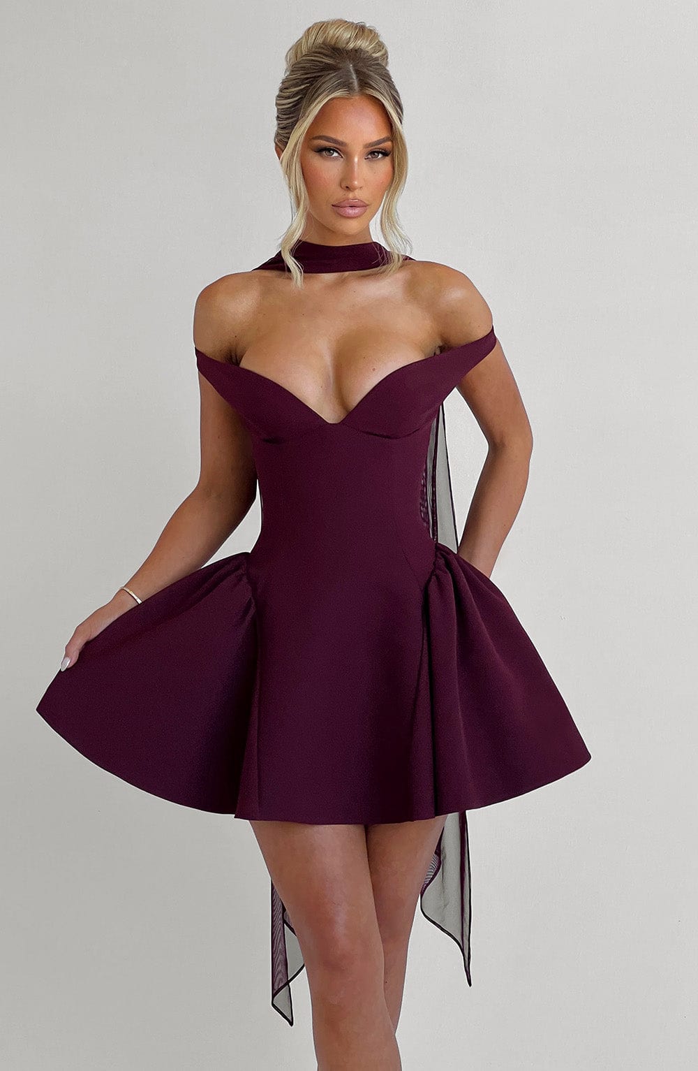 Flourenne Marlie Mini Dress in Cherry Lacquer
