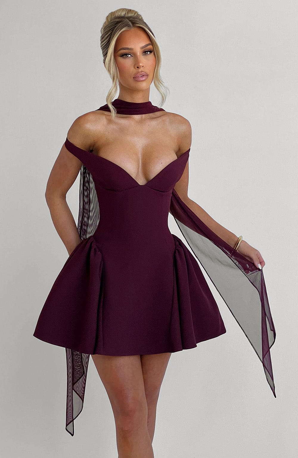Flourenne Marlie Mini Dress in Cherry Lacquer