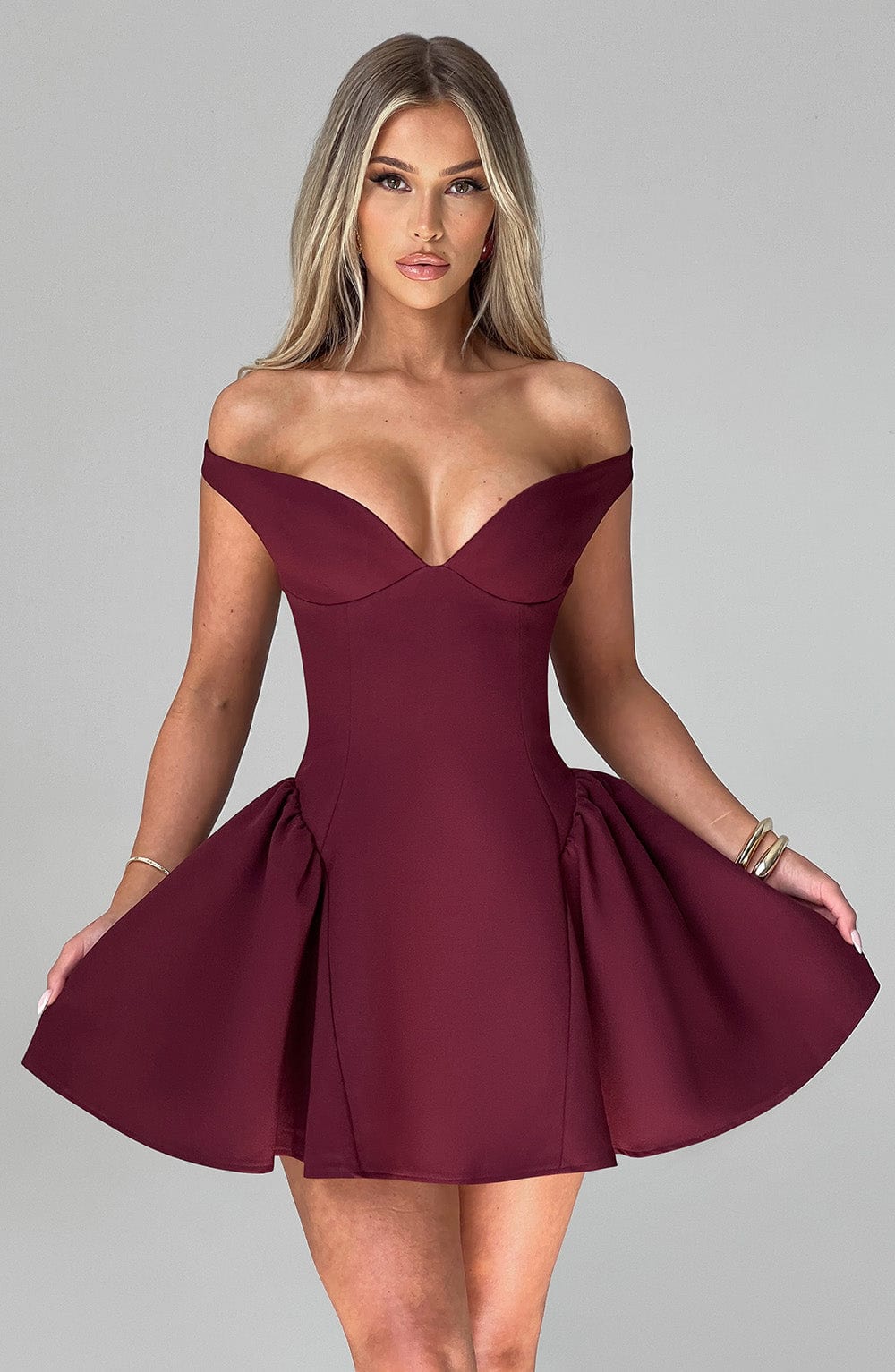 Flourenne Marlie Mini Dress in Cherry Lacquer
