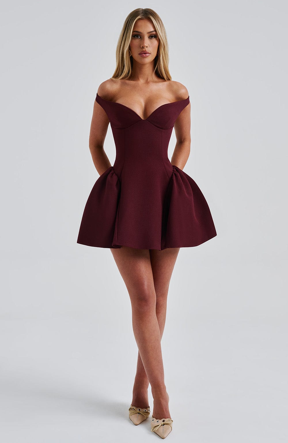 Flourenne Marlie Mini Dress in Cherry Lacquer