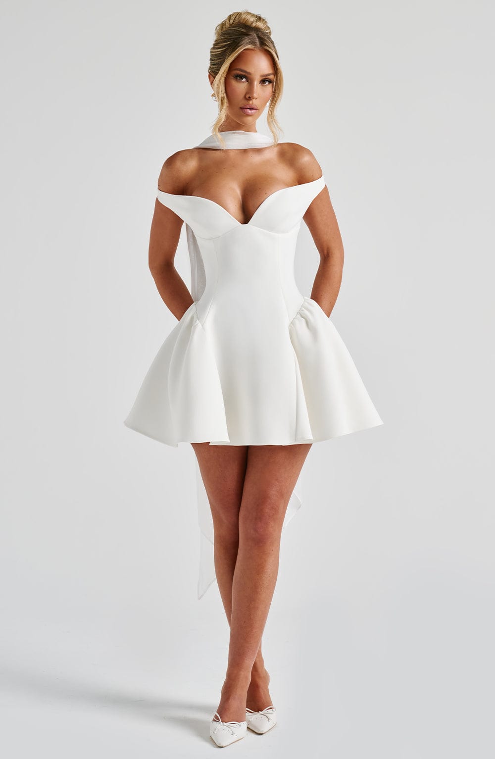 Flourenne Marlie Mini Dress in Ivory