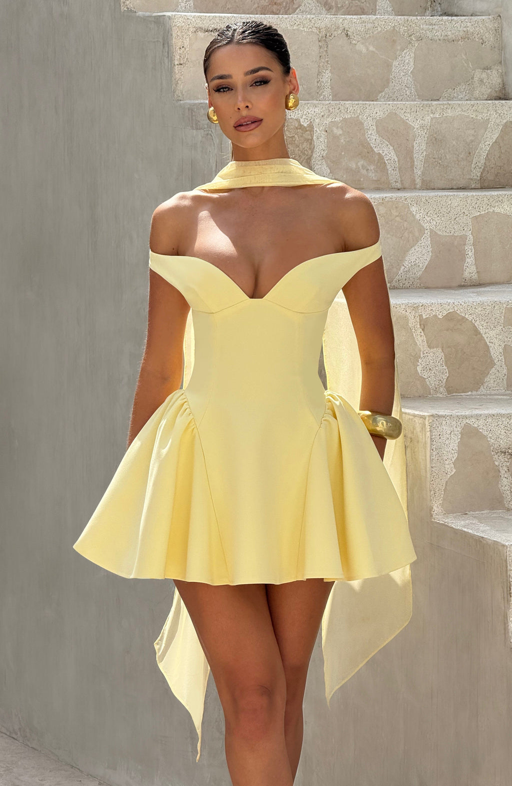 Flourenne Marlie Mini Dress in Lemon