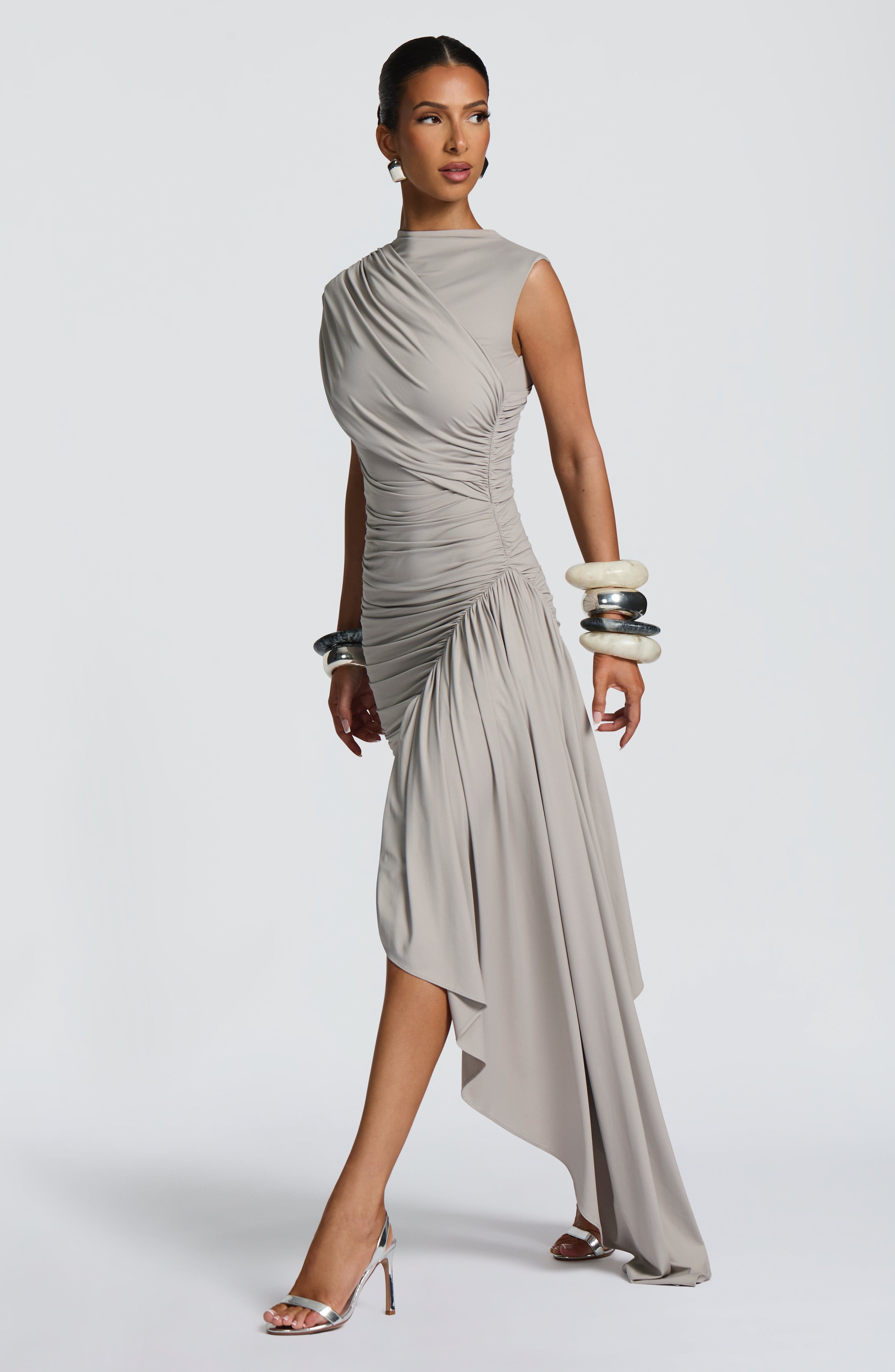 Flourenne Marnia Mini Dress in Light Grey