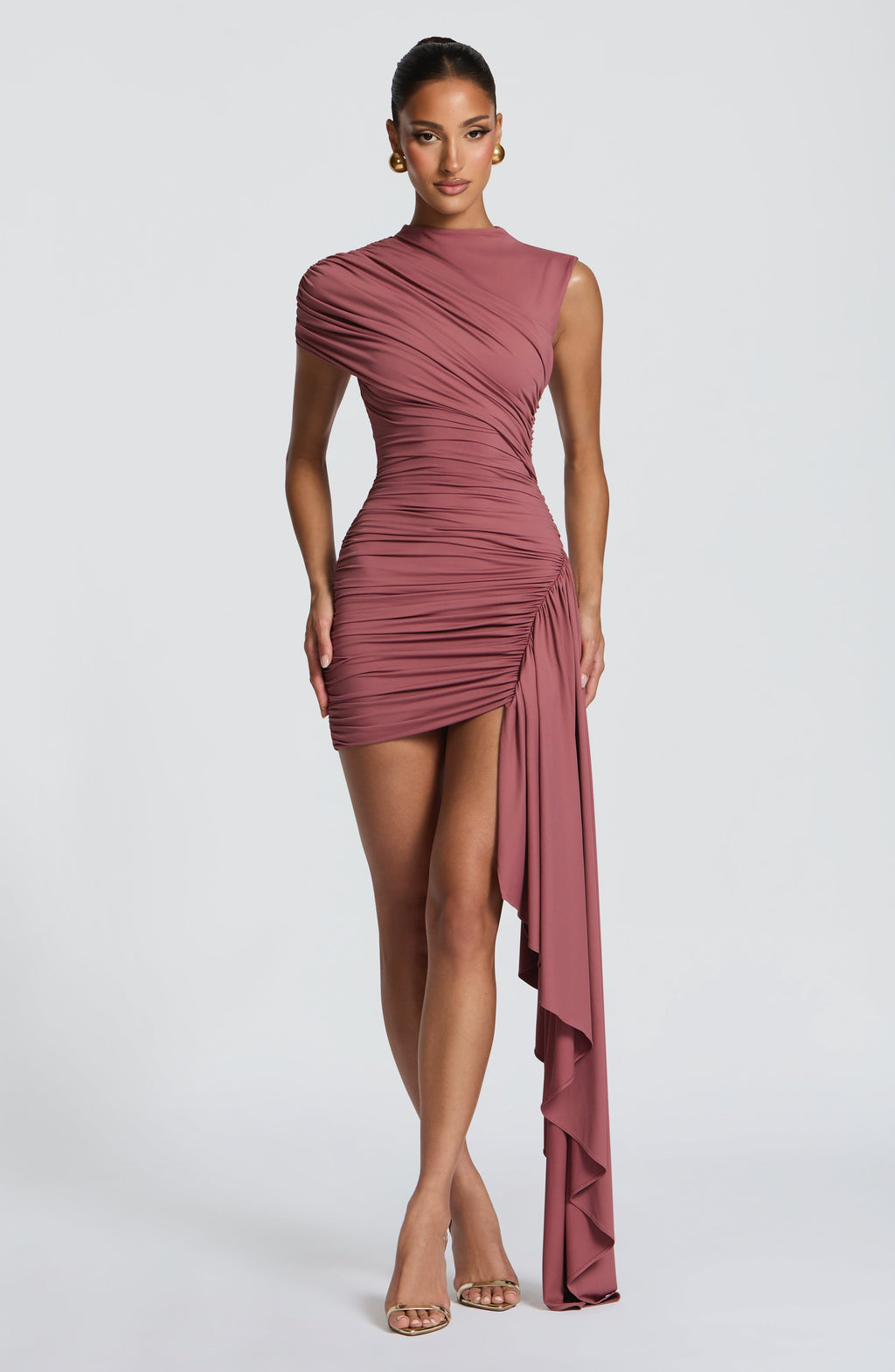 Flourenne Marnia Mini Dress in Rose Brown