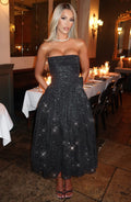 Flourenne Marysa Midi Dress in Black Sparkle