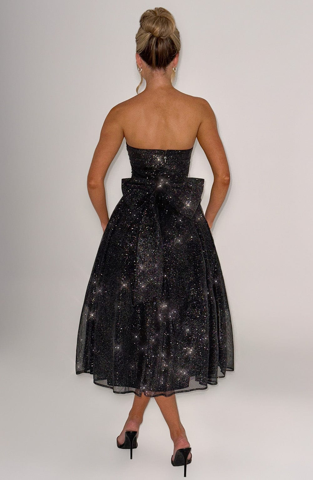 Flourenne Marysa Midi Dress in Black Sparkle
