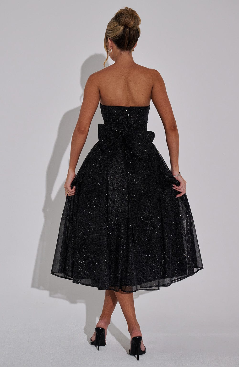 Flourenne Marysa Midi Dress in Black Sparkle
