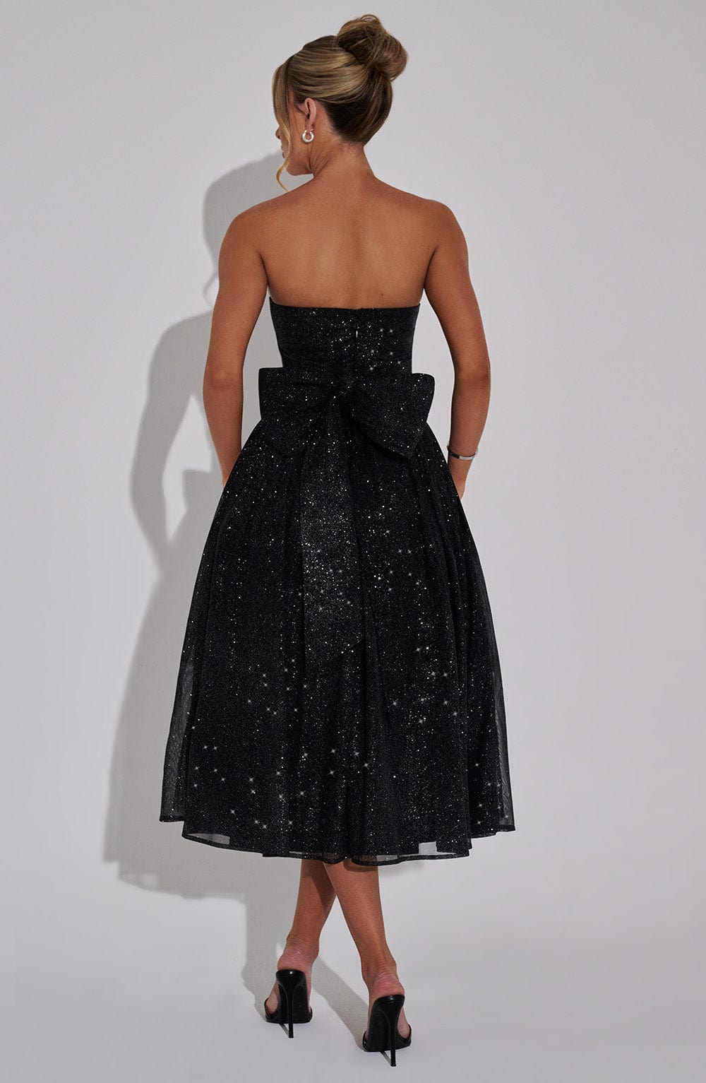 Flourenne Marysa Midi Dress in Black Sparkle