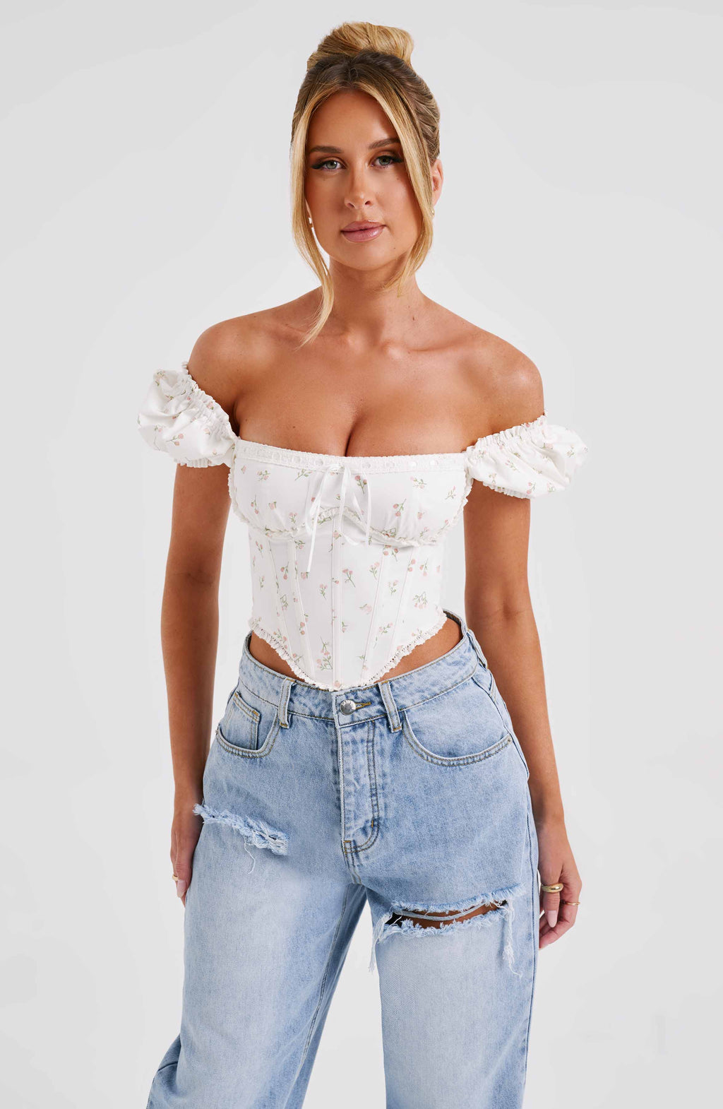 Flourenne Mathilde Corset in Blush Floral