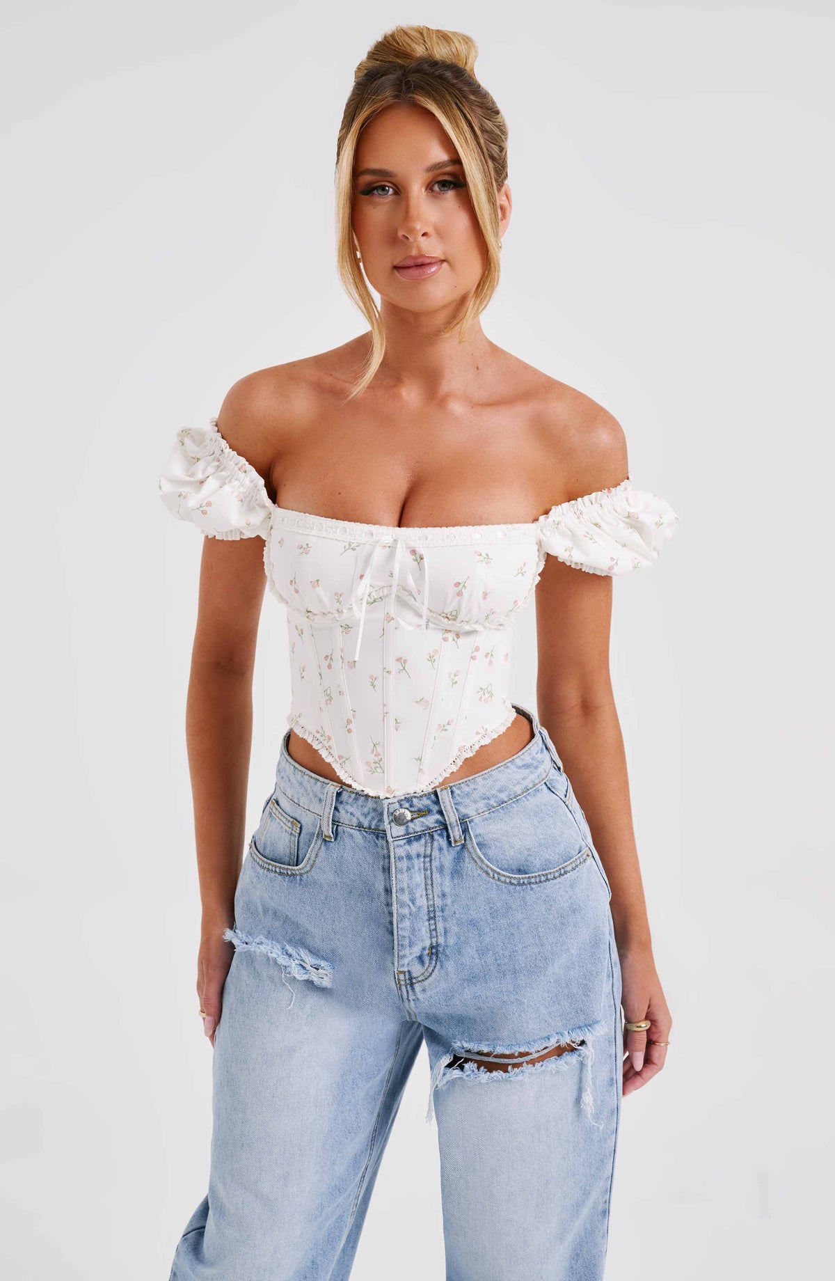 Flourenne Mathilde Corset in Blush Floral