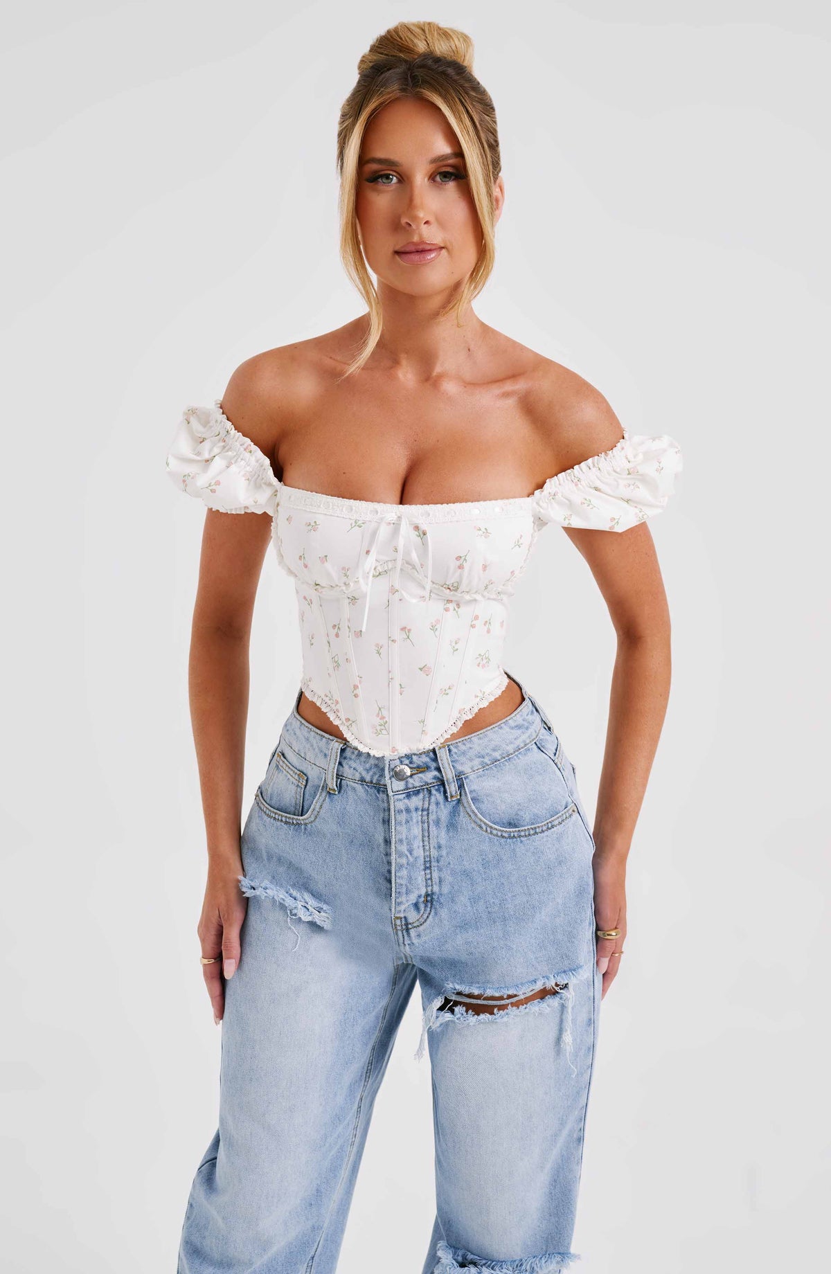 Flourenne Mathilde Corset in Blush Floral