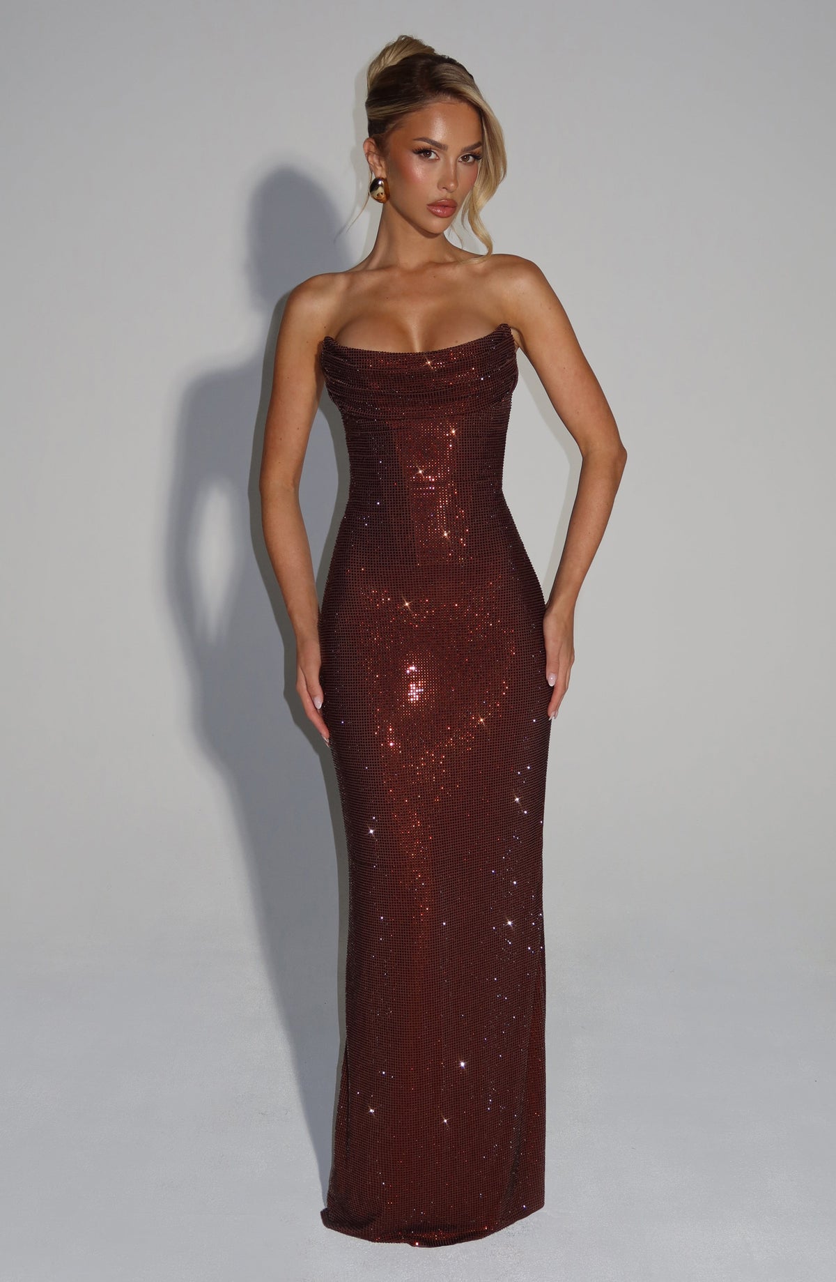 Flourenne Mirabelle Maxi Dress in Plum Brown
