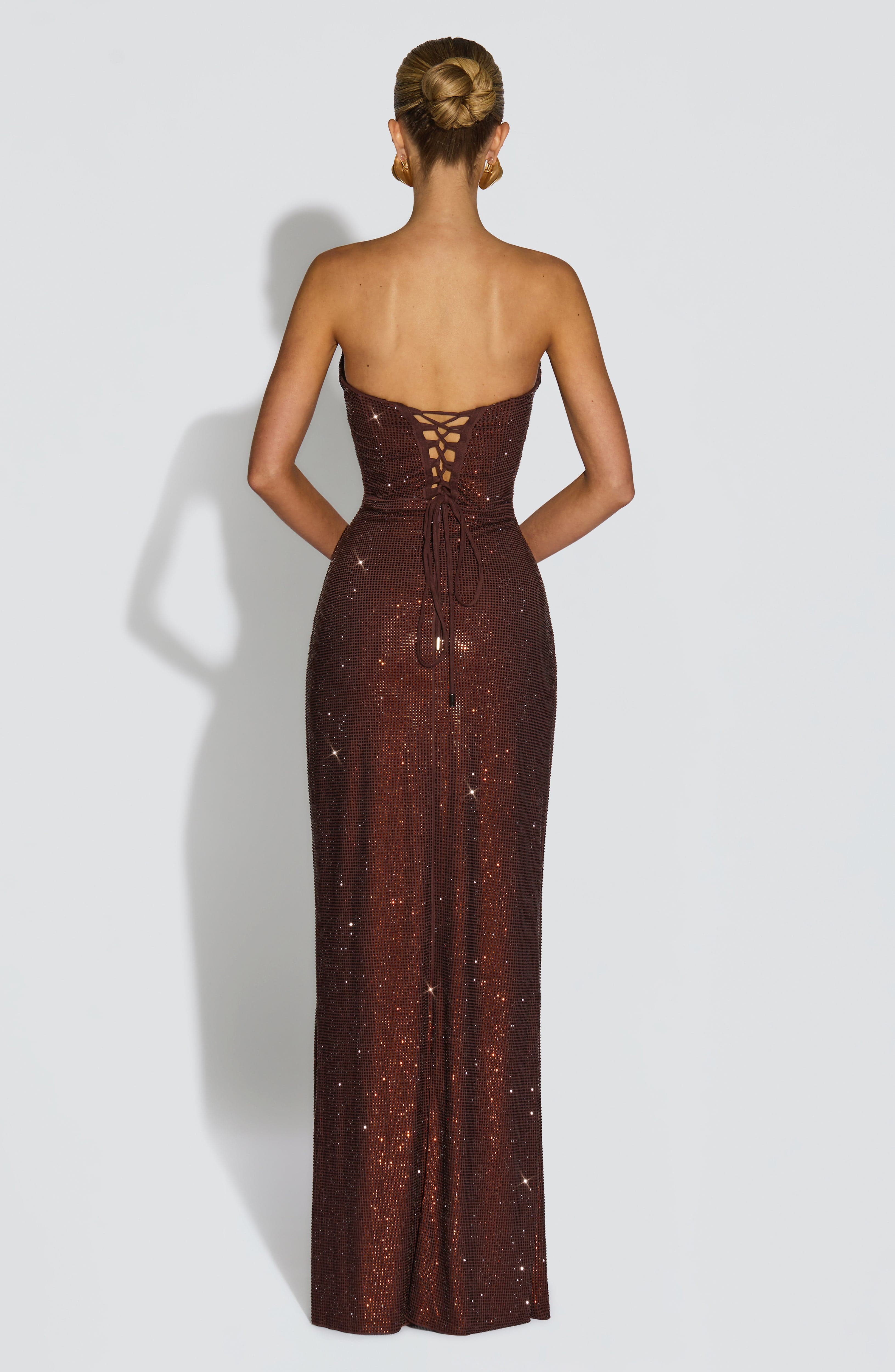 Flourenne Mirabelle Maxi Dress in Plum Brown