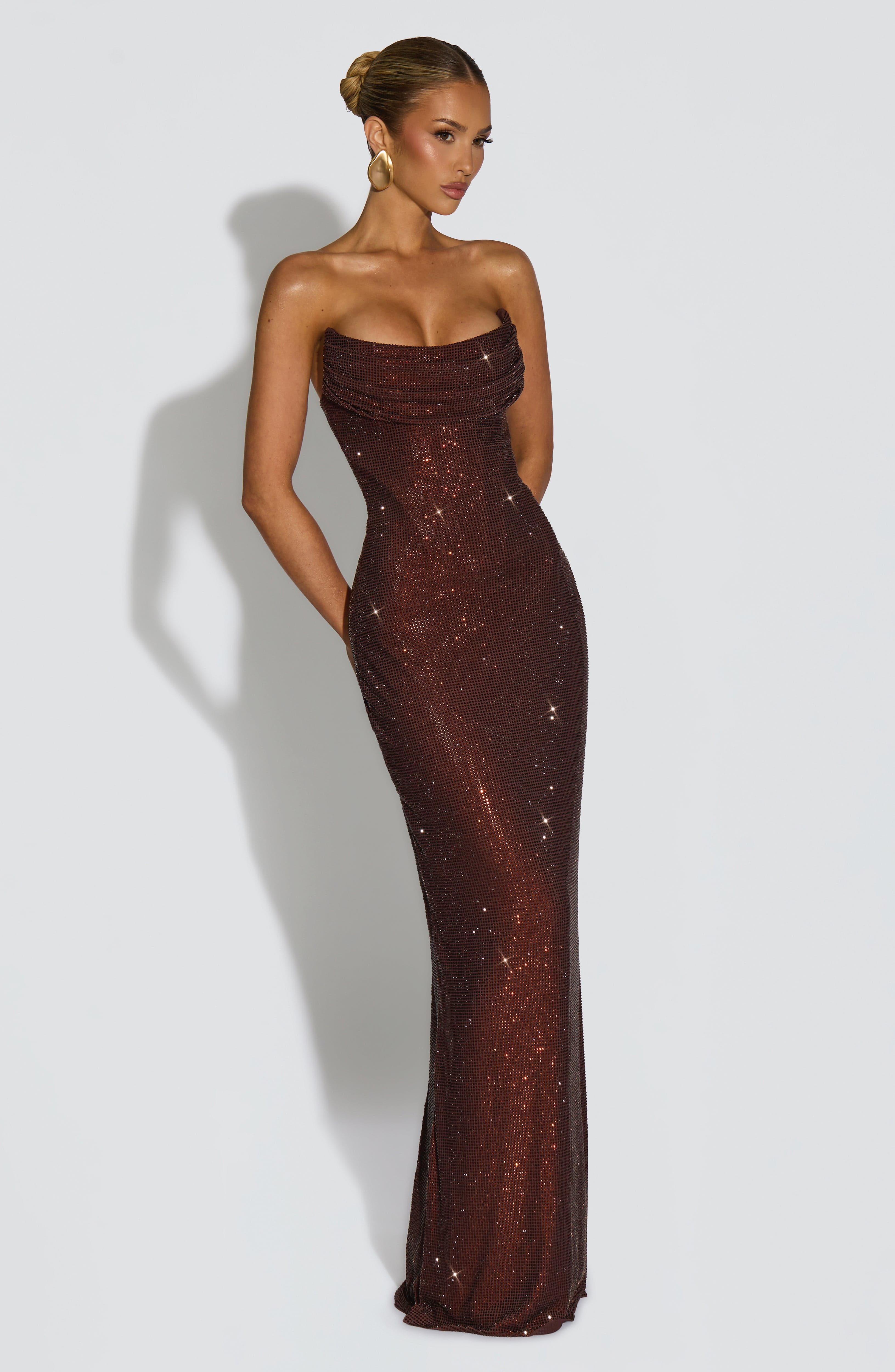 Flourenne Mirabelle Maxi Dress in Plum Brown