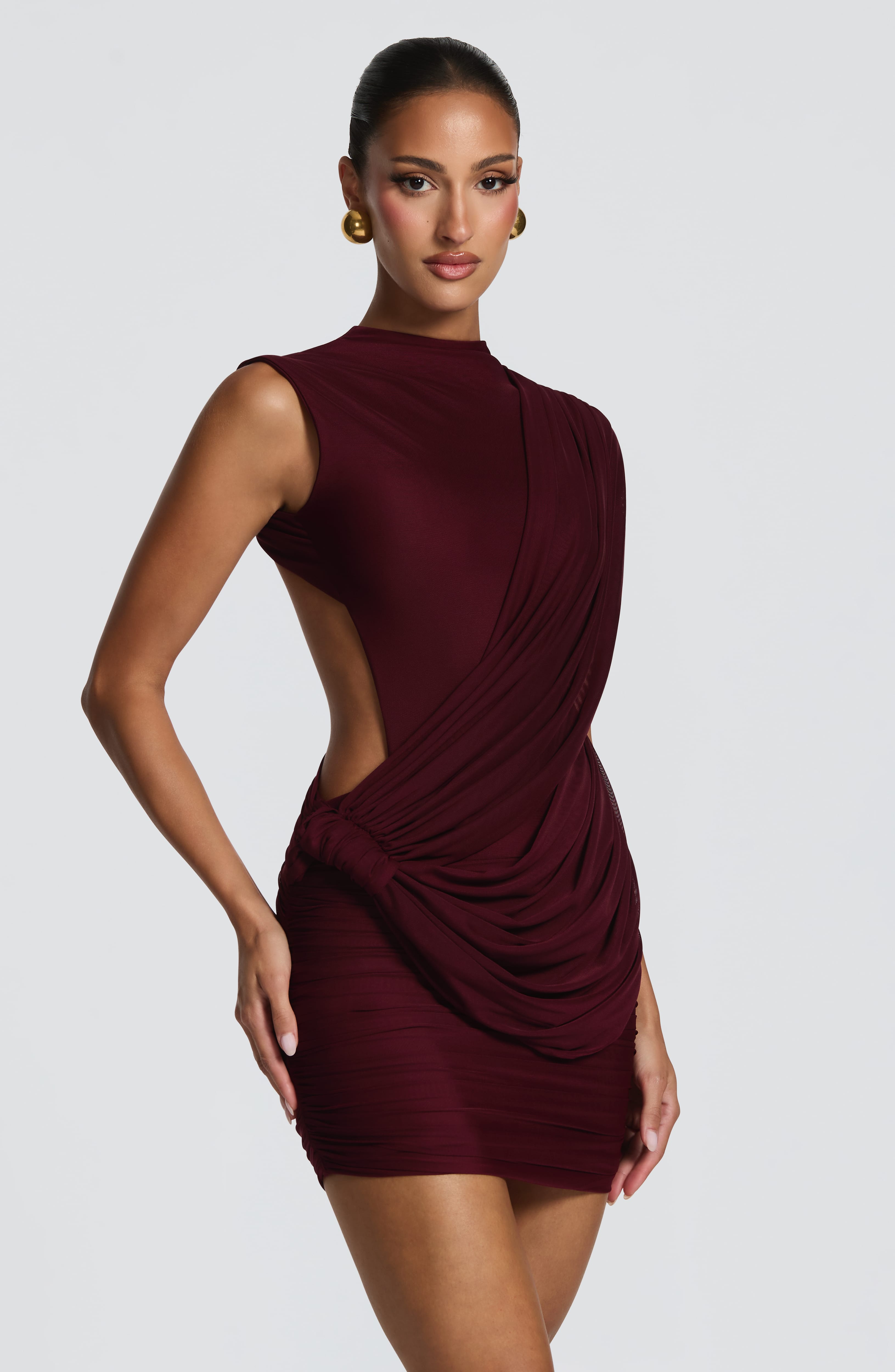 Flourenne Mireia Mini Dress in Cherry Lacquer