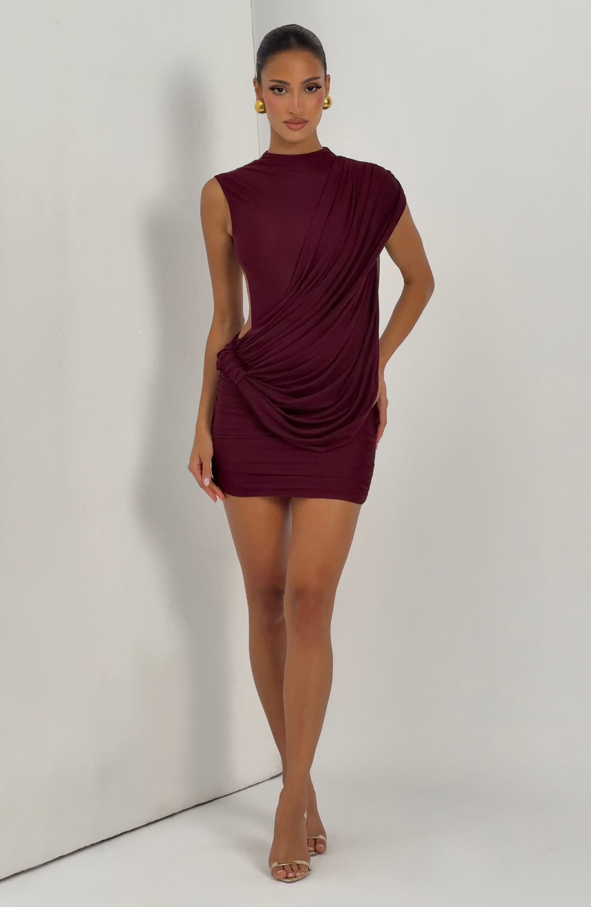 Flourenne Mireia Mini Dress in Cherry Lacquer
