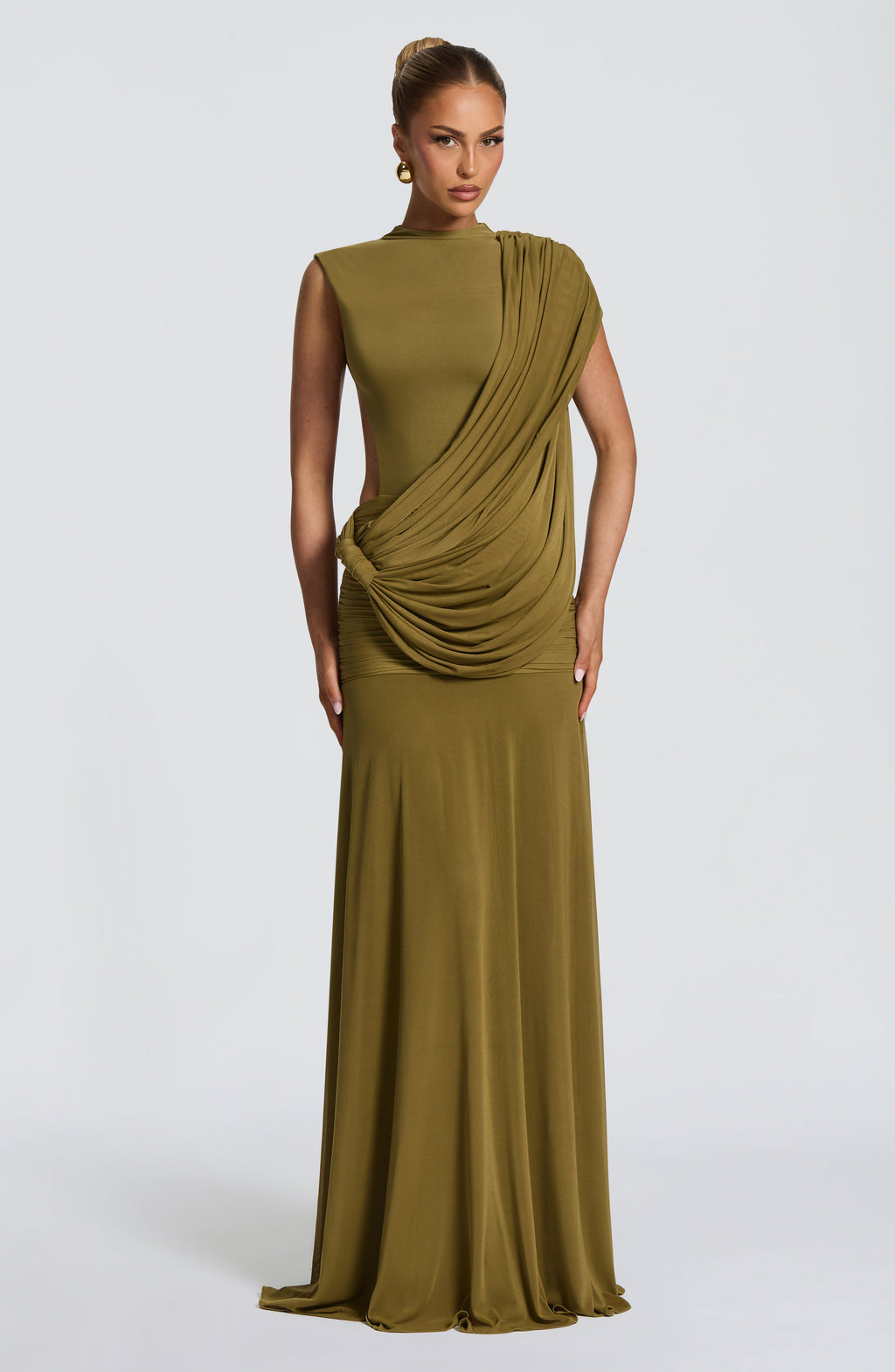 Flourenne Mireille Maxi Dress in Deep Olive