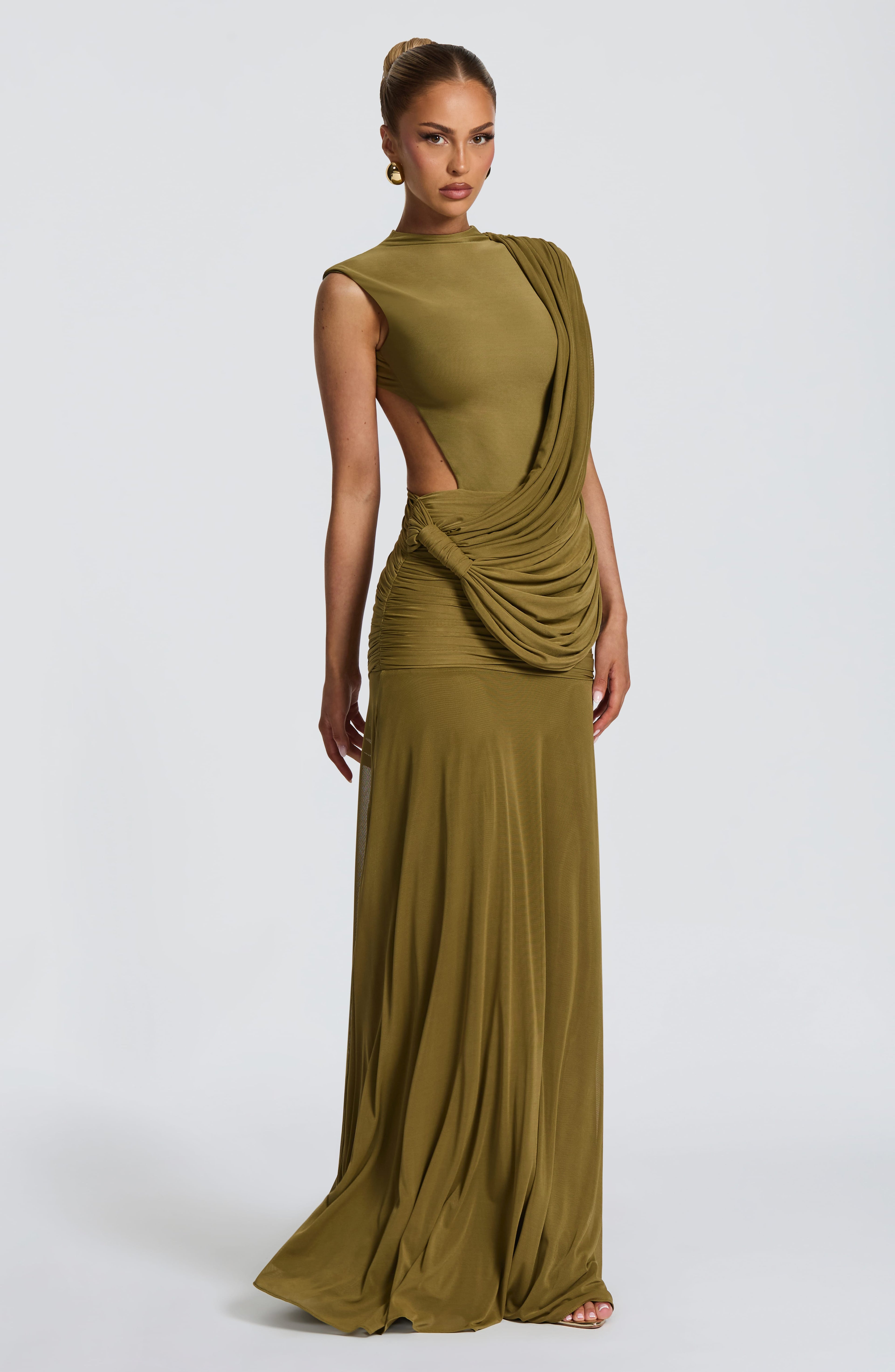 Flourenne Mireille Maxi Dress in Deep Olive
